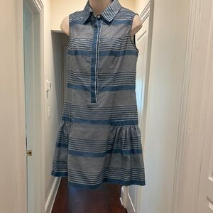 Striped Blue and White Sleeveless Dress